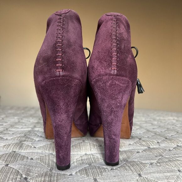 Rag & Bone Purple Suede Lace Up Ankle Heeled Boots Booties Women's EU 38 US 8 - Picture 11 of 16